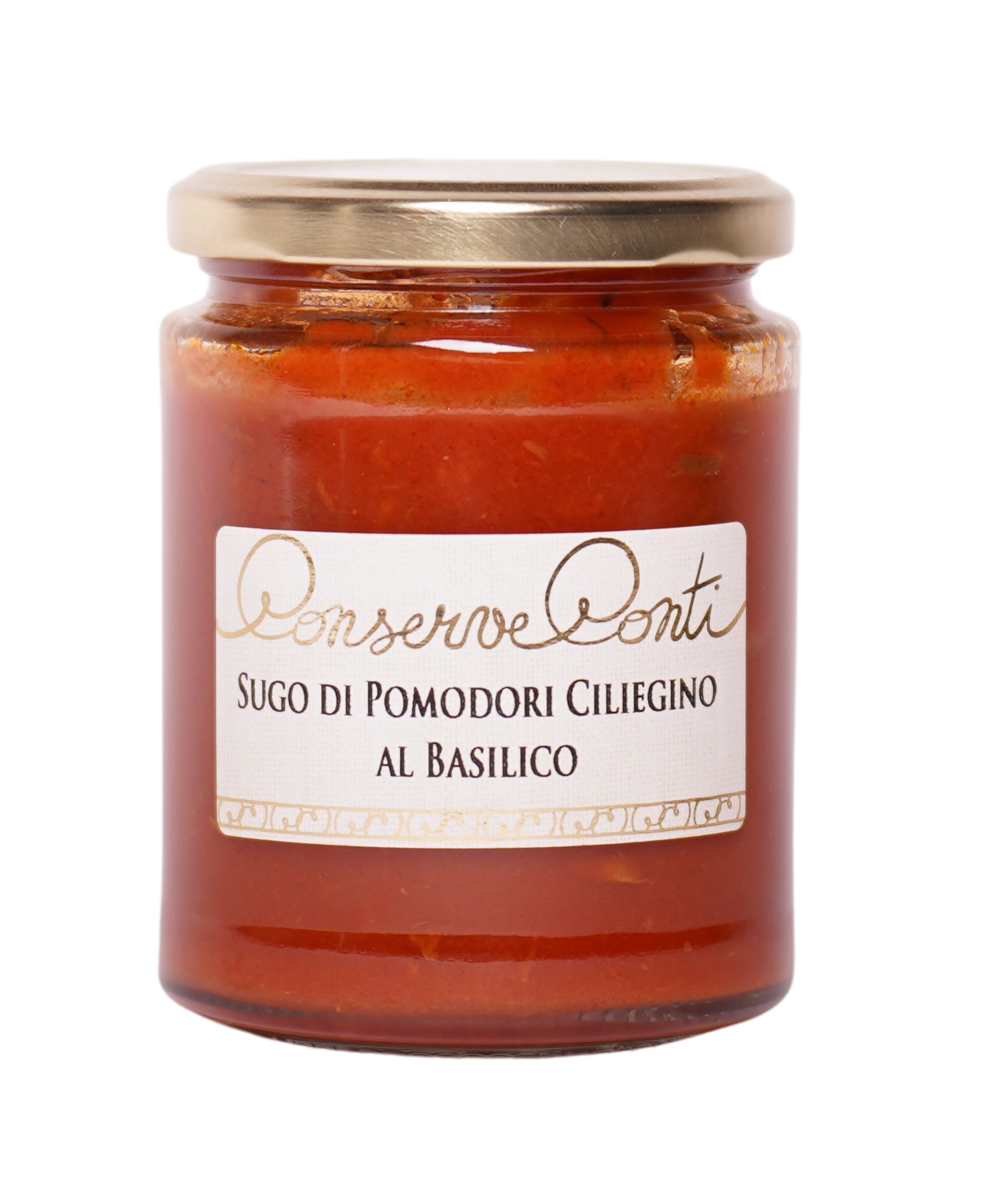 Sugo di pomodori ciliegino al basilico in olio extravergine d’oliva
